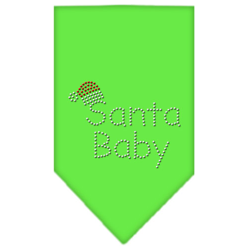 Santa Baby Rhinestone Bandana Lime Green Small